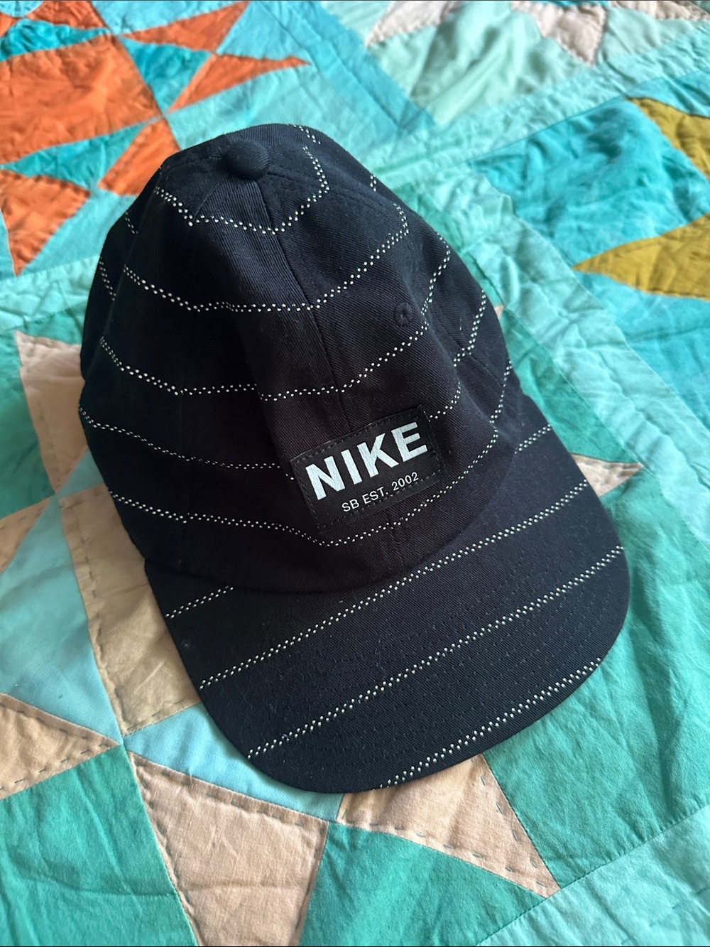 Nike SB Black Cap with White Dotted Stripes